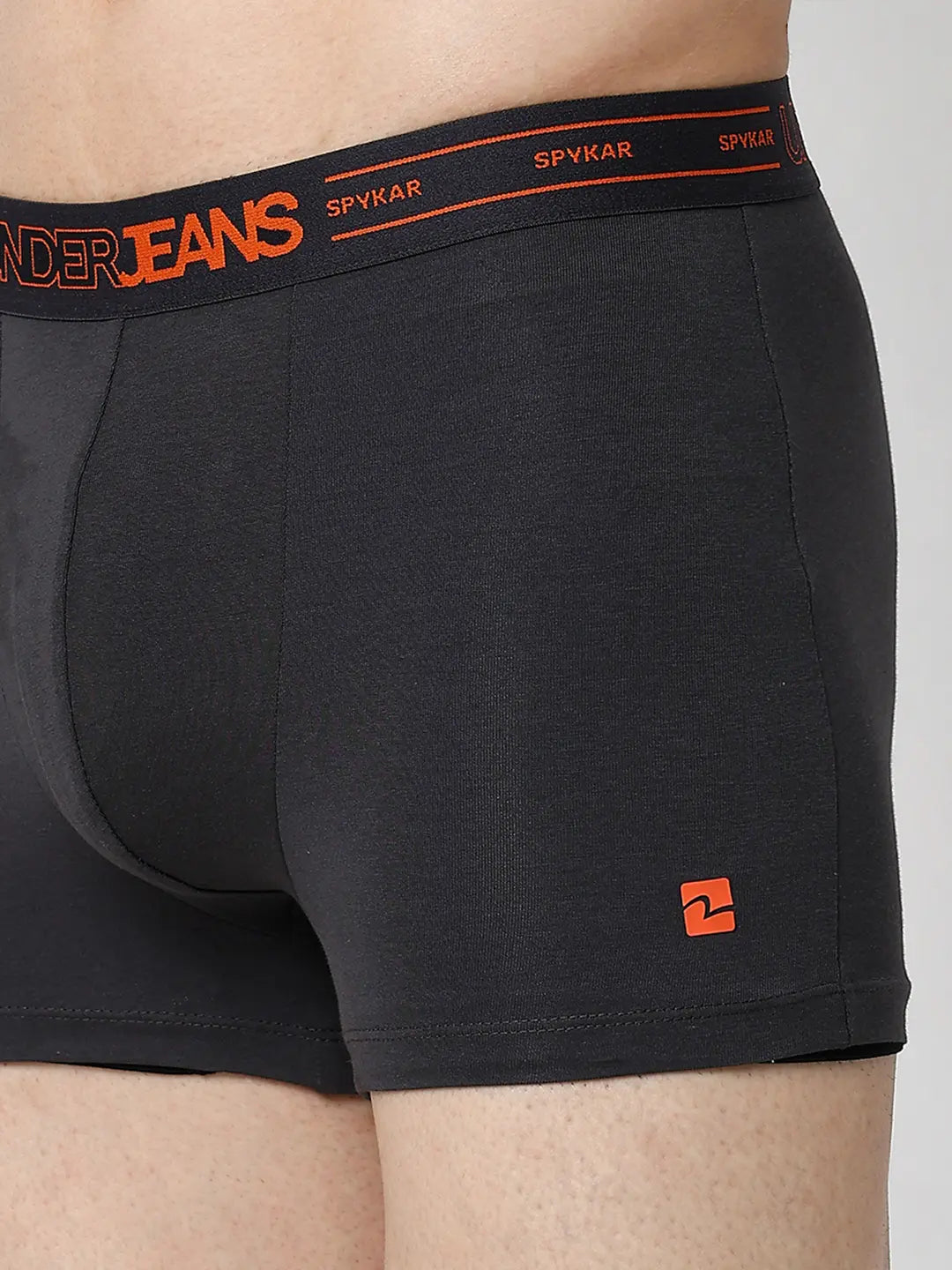 Underjeans By Spykar Men Premium Grey & White Cotton Blend Regular Fit Trunk - Pack Of 2