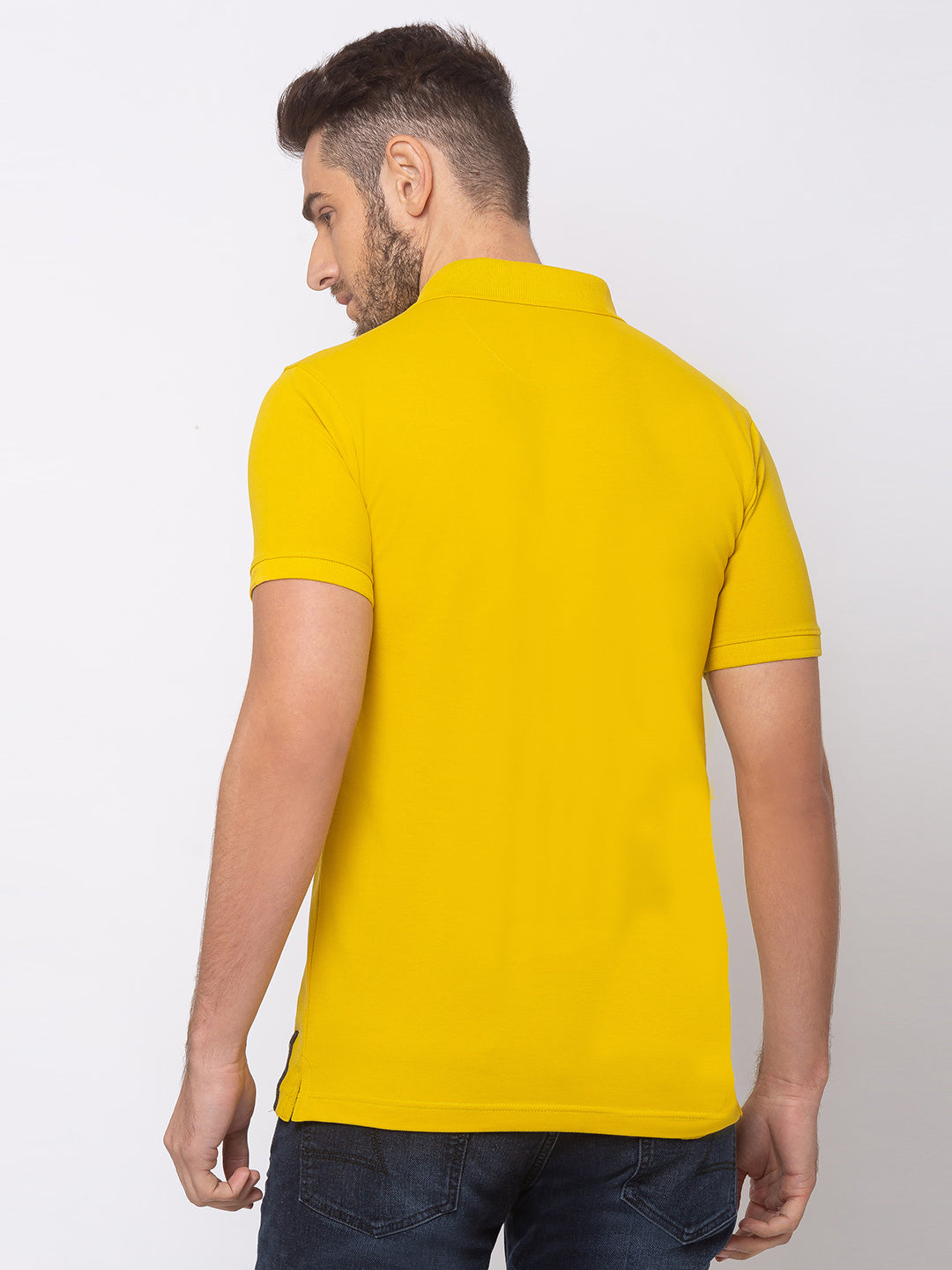 Spykar Men Sulphur Yellow Blended Slim Fit T-Shirt