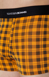 Underjeans By Spykar Men Orange Check Cotton Blend Trunk