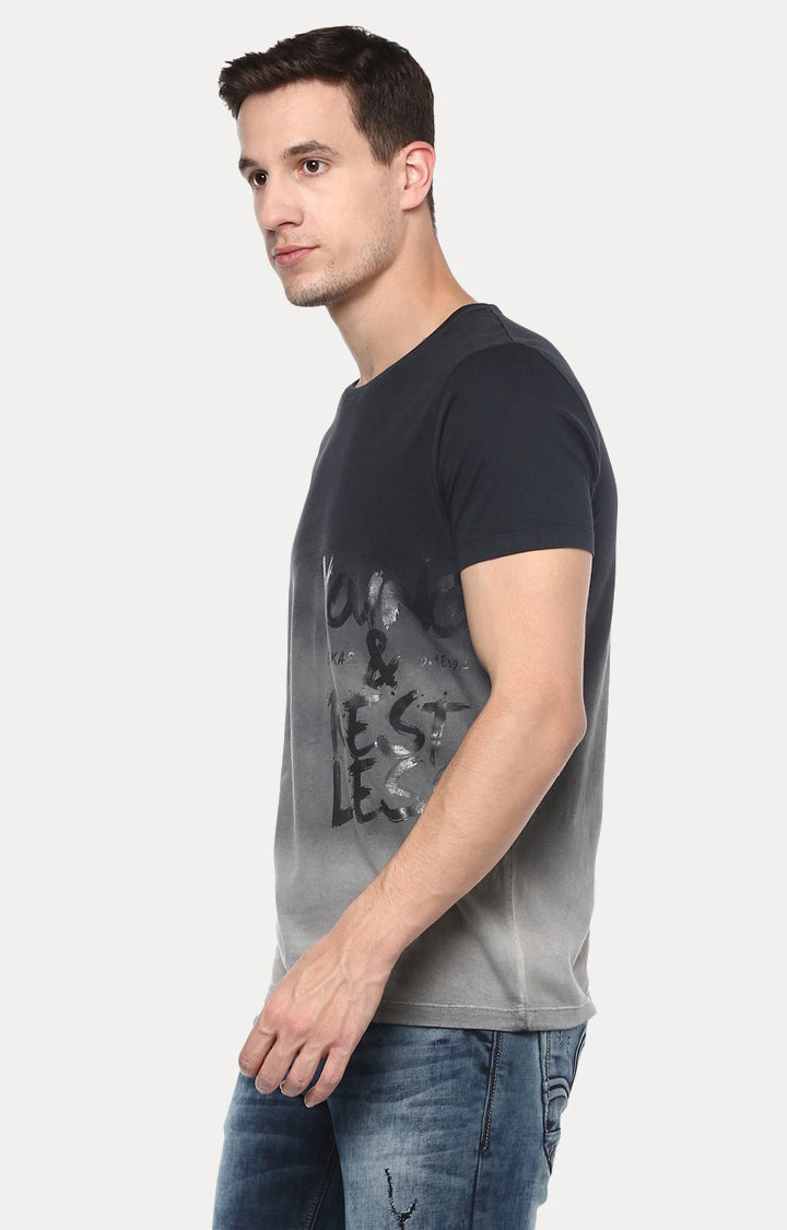 Spykar Black & Grey Slim Fit Men T-Shirts