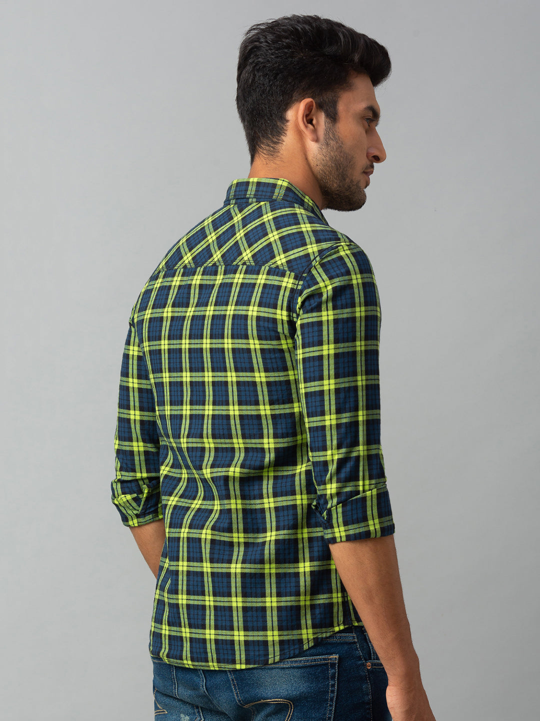 Spykar Men Green Cotton Slim Fit Shirt