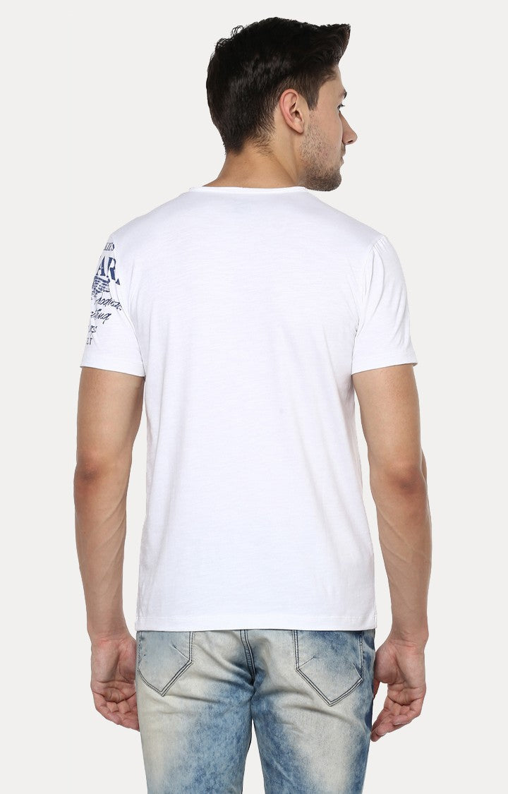 Spykar White Solid Slim Fit Men T-Shirts