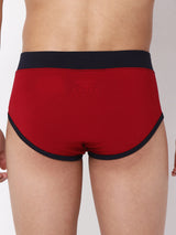 Men Premium Cotton Blend Maroon Brief- Underjeans By Spykar