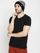 Spykar Grey & Black Cotton Beanie Cap