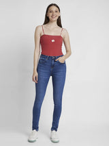 Spykar Women Mid Blue Lycra Skinny Fit Regular Length Clean Look Jeans -(Adora)