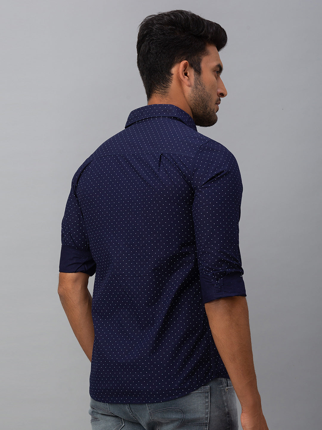 Spykar Men Blue Cotton Slim Fit Shirt