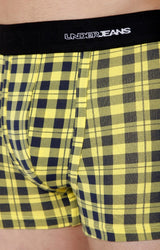 Underjeans By Spykar Men Yellow Check Cotton Blend Trunk