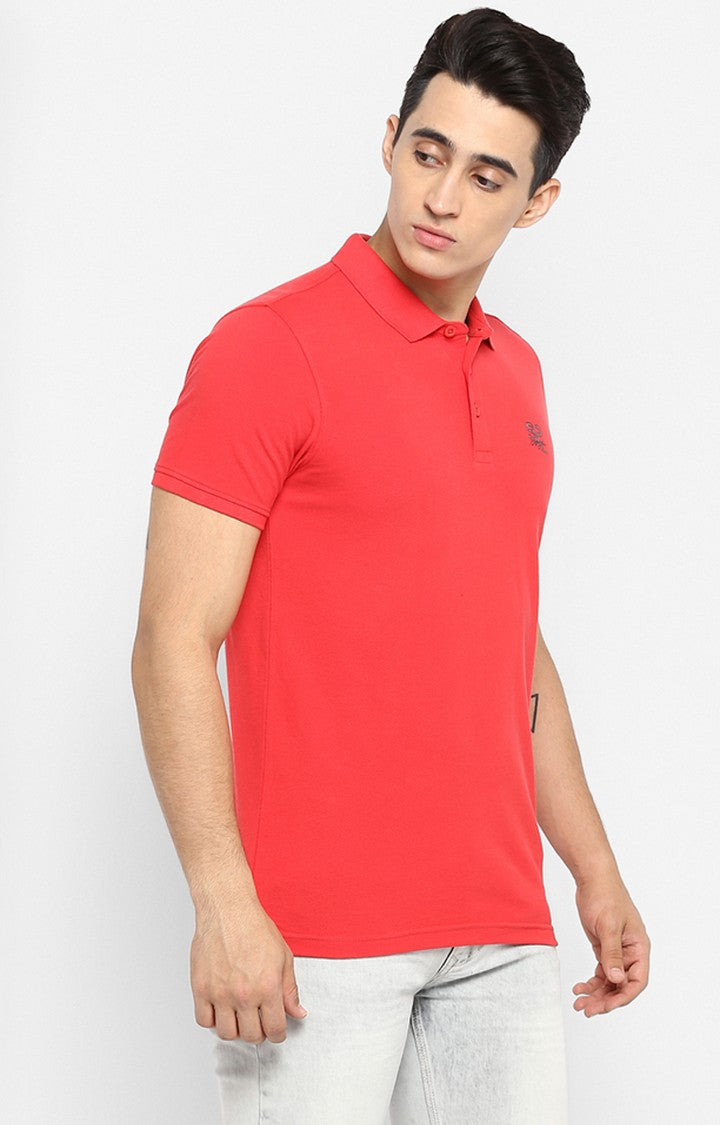 Spykar Coral Solid Slim Polo Fit T-Shirt