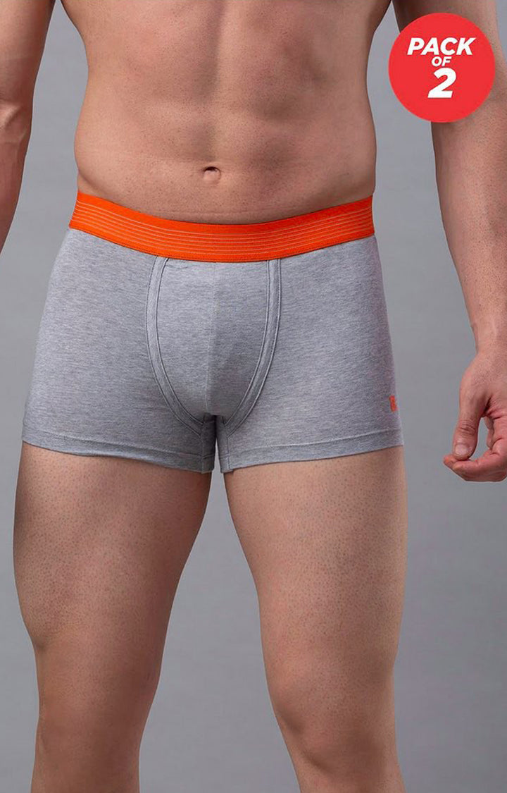 Underjeans By Spykar Men Grey Solid Trunks