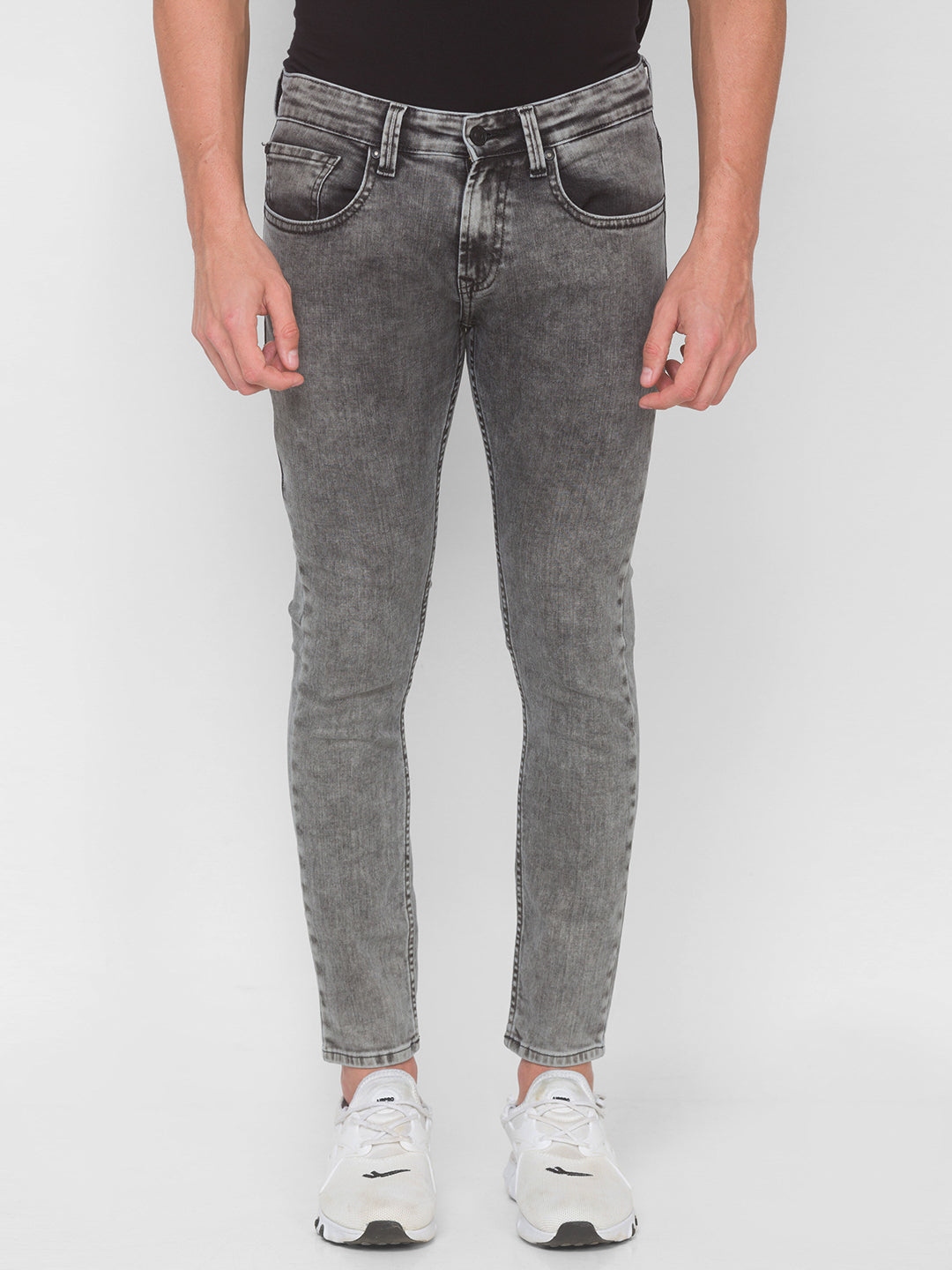 Spykar Men Grey Cotton Slim Fit Tapered Length Jeans (Kano)