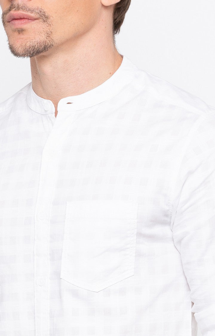 Spykar Men'S White Cotton Checked Casual Shirts