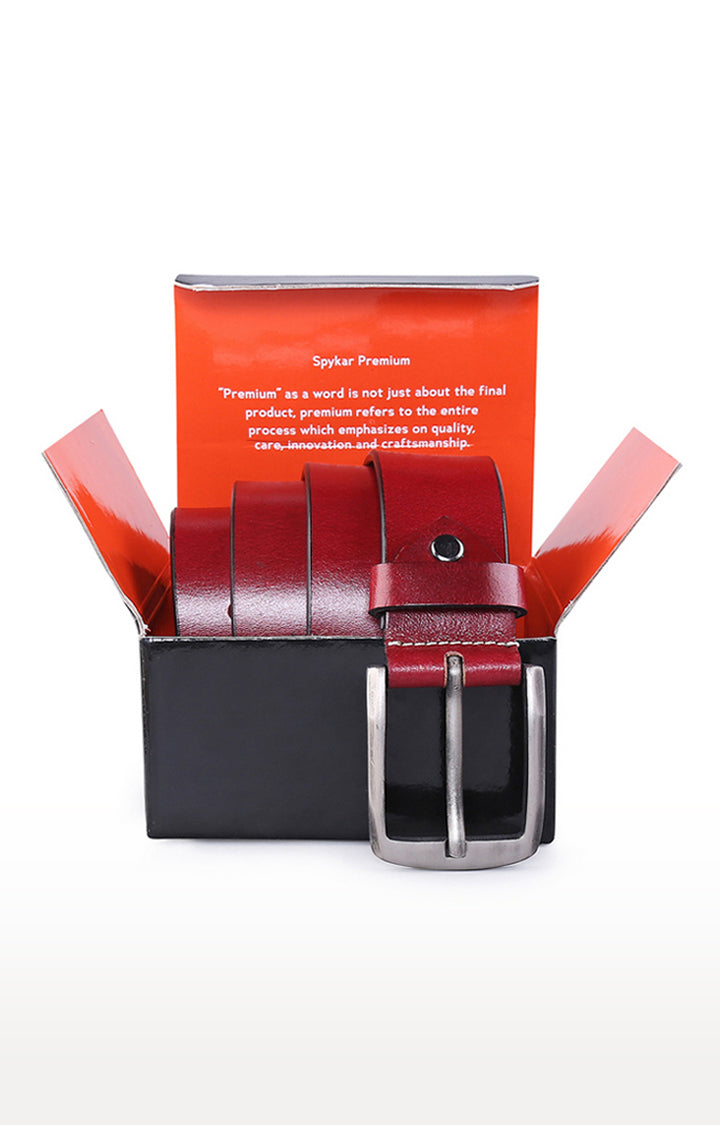 Spykar Men Wine Genuine Leather Belt