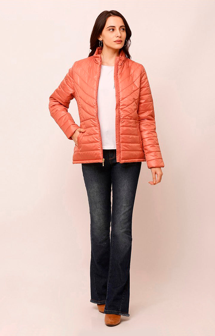 Spykar Women Orange Solid Front Open Jacket