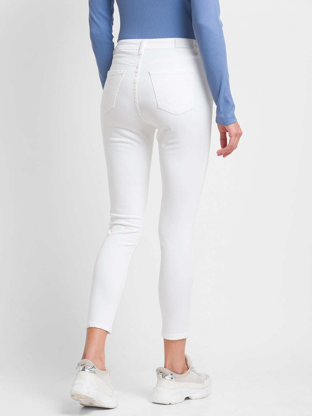 Spykar White Lycra Super Skinny Ankle Length Jeans For Women (Alexa)