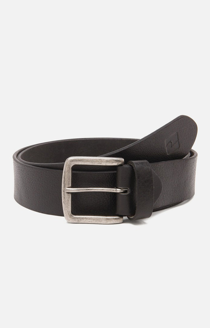 Spykar Men Black Genuine Leather Belt