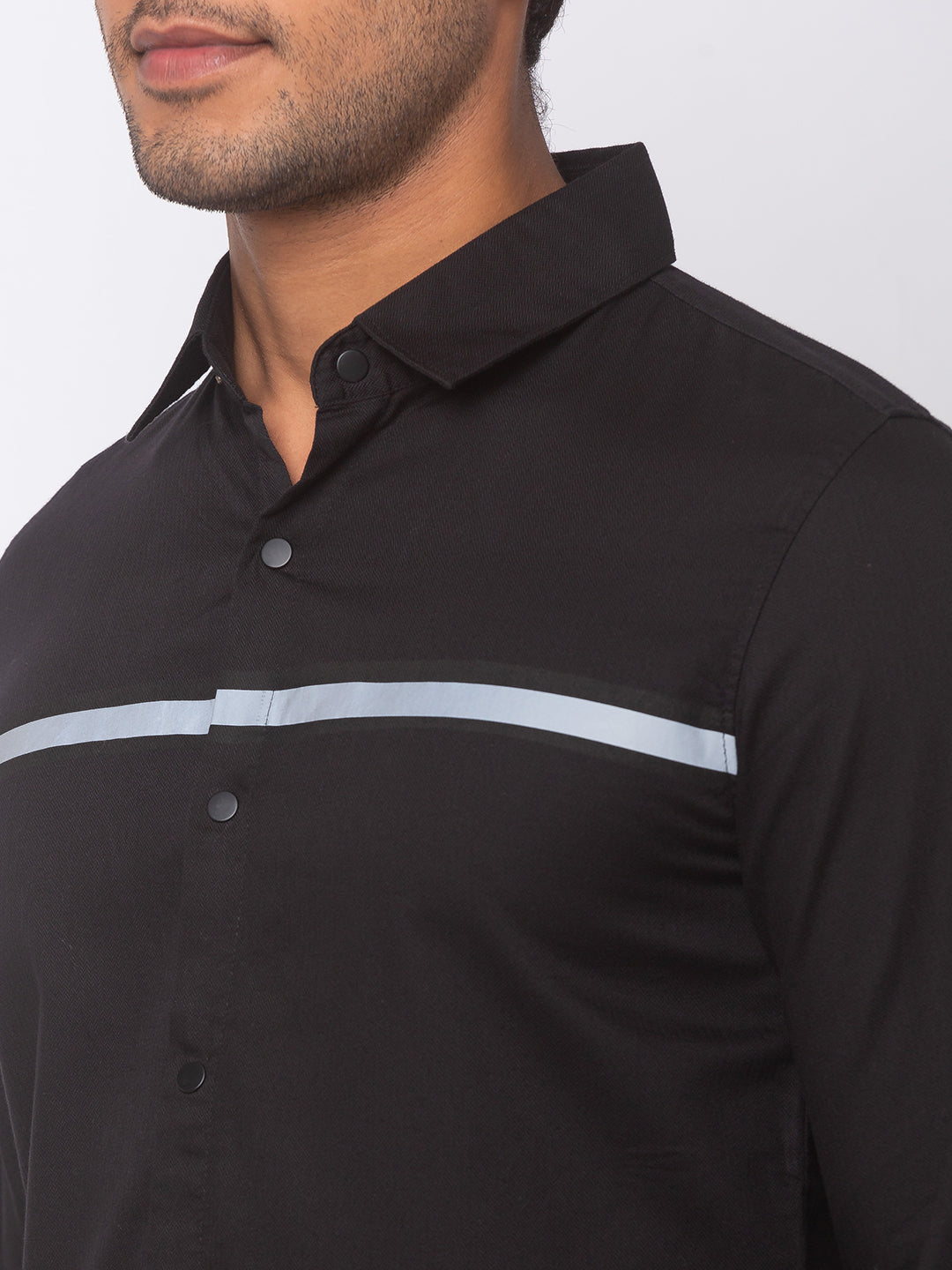 Spykar Men Black Cotton Slim Fit Shirt