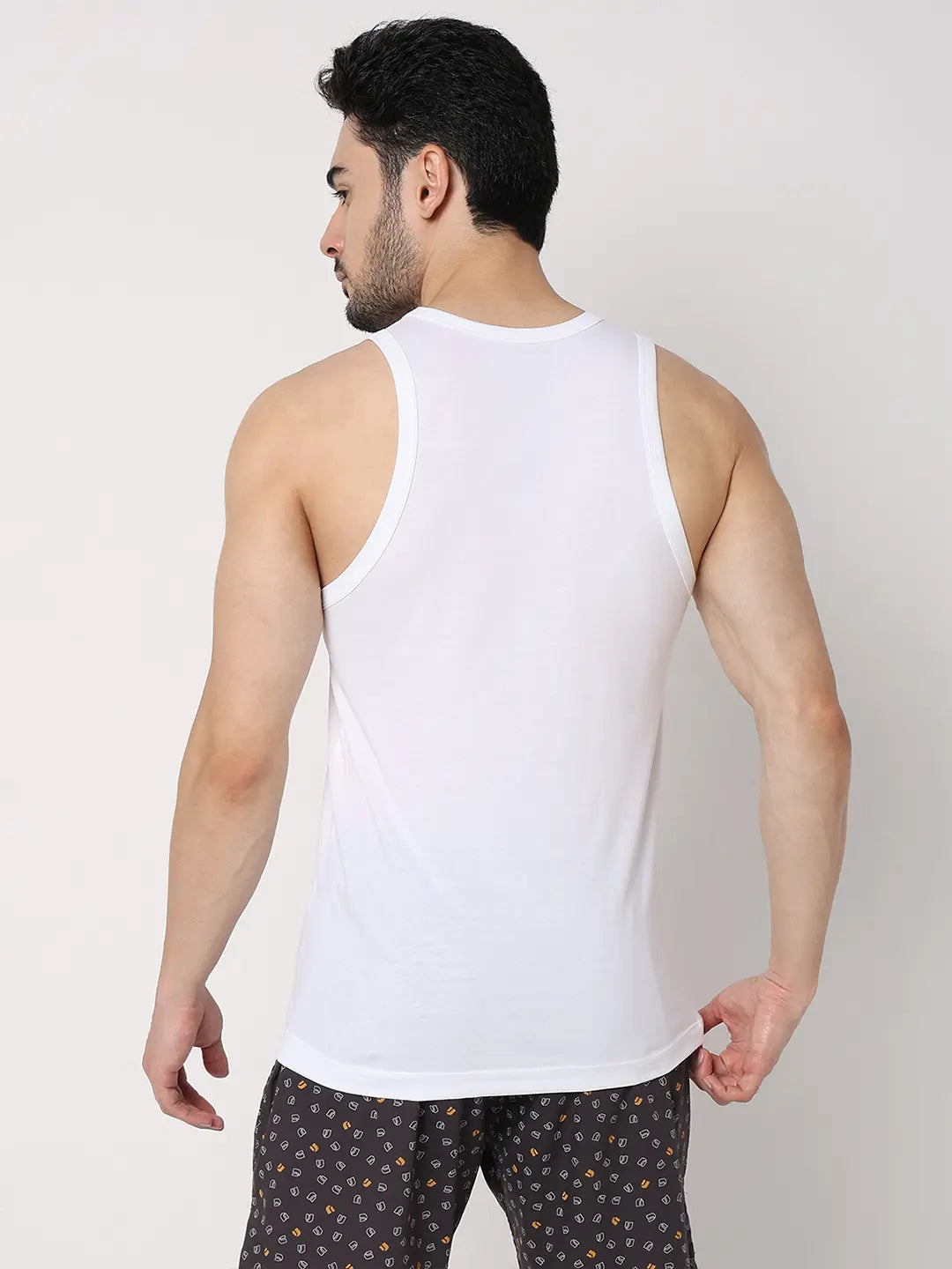 Underjeans by Spykar Men Premium White Cotton Blend Regular Fit Vest - Pack Of 2