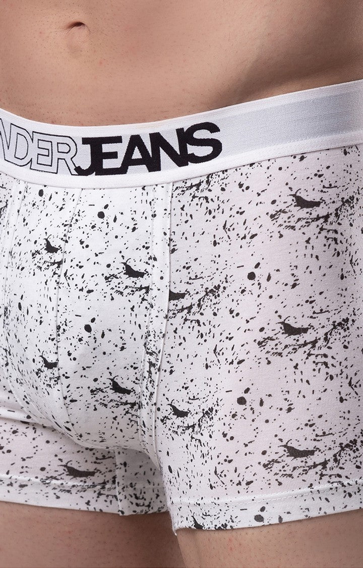 Underjeans By Spykar Men White Printed Trunks