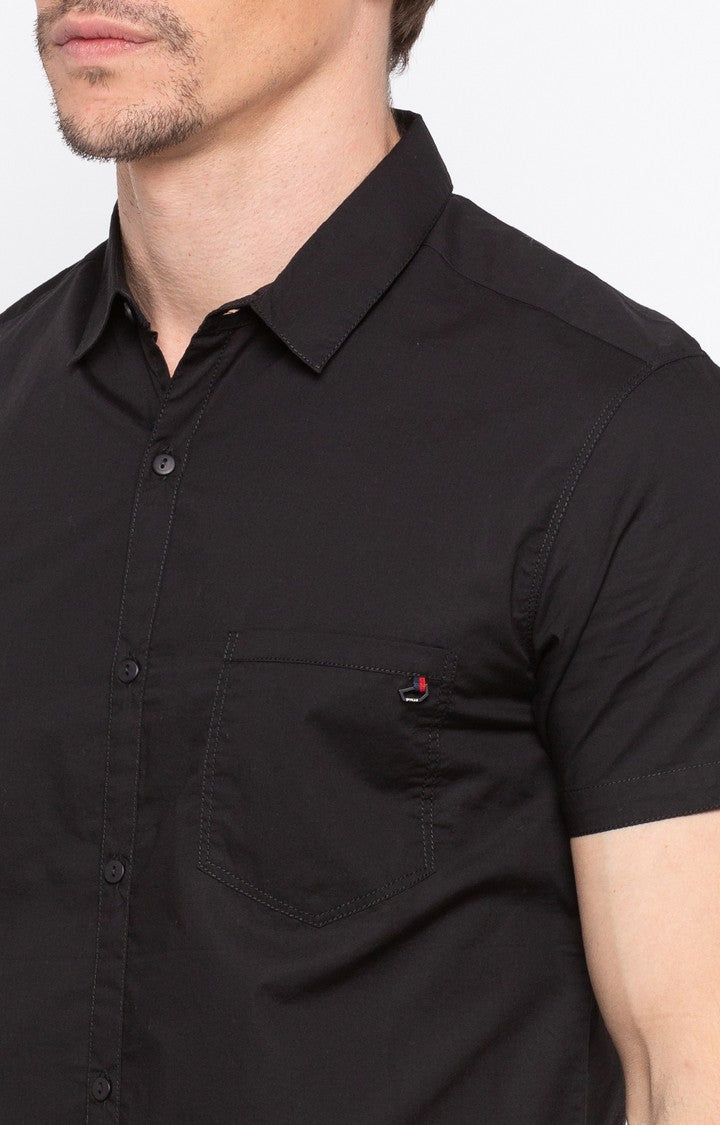 Spykar Men'S Black Cotton Solid Casual Shirts