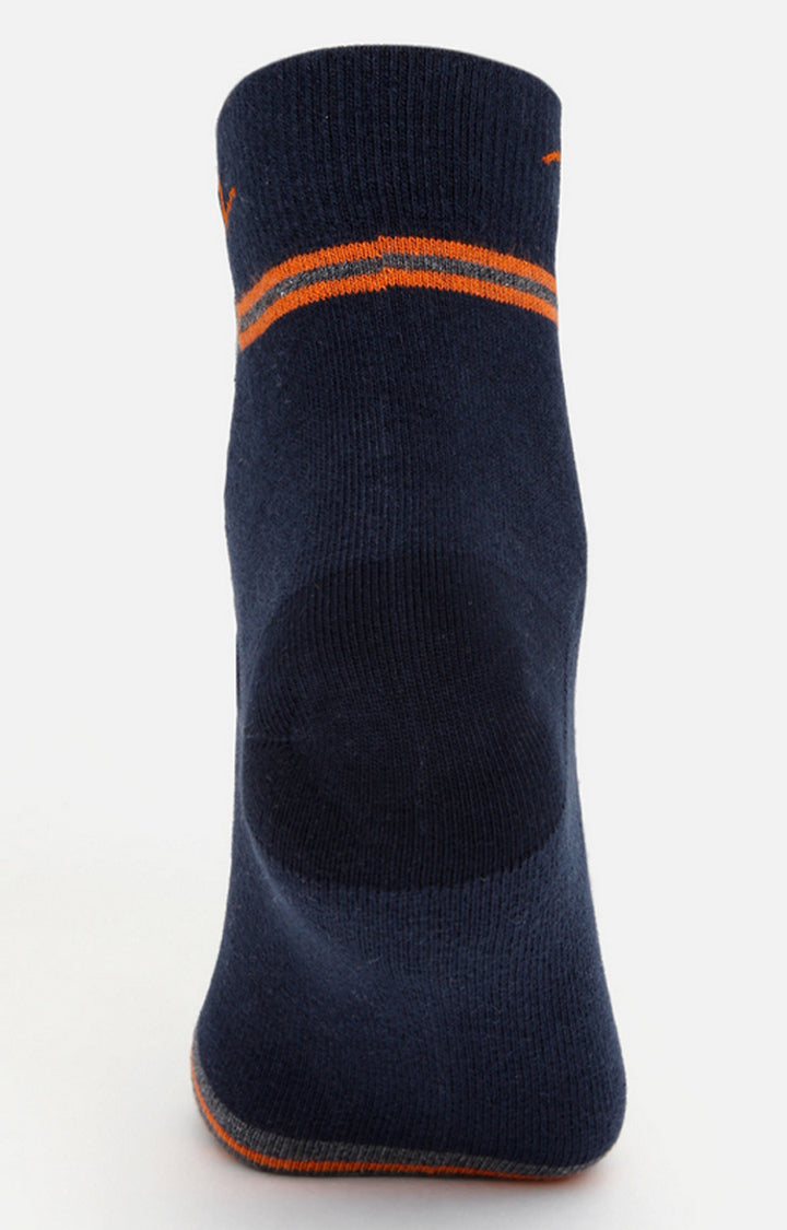 Spykar Grey & Navy Striped Ankle Length Socks