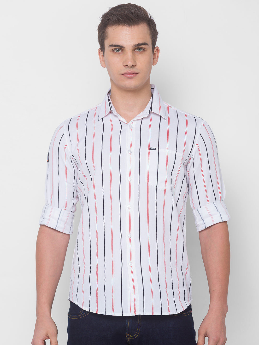 Spykar Men White Cotton Shirts (Uniqlo)