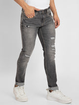 Spykar Men Carbon Black Cotton Slim Fit Narrow Length Jeans (Skinny)