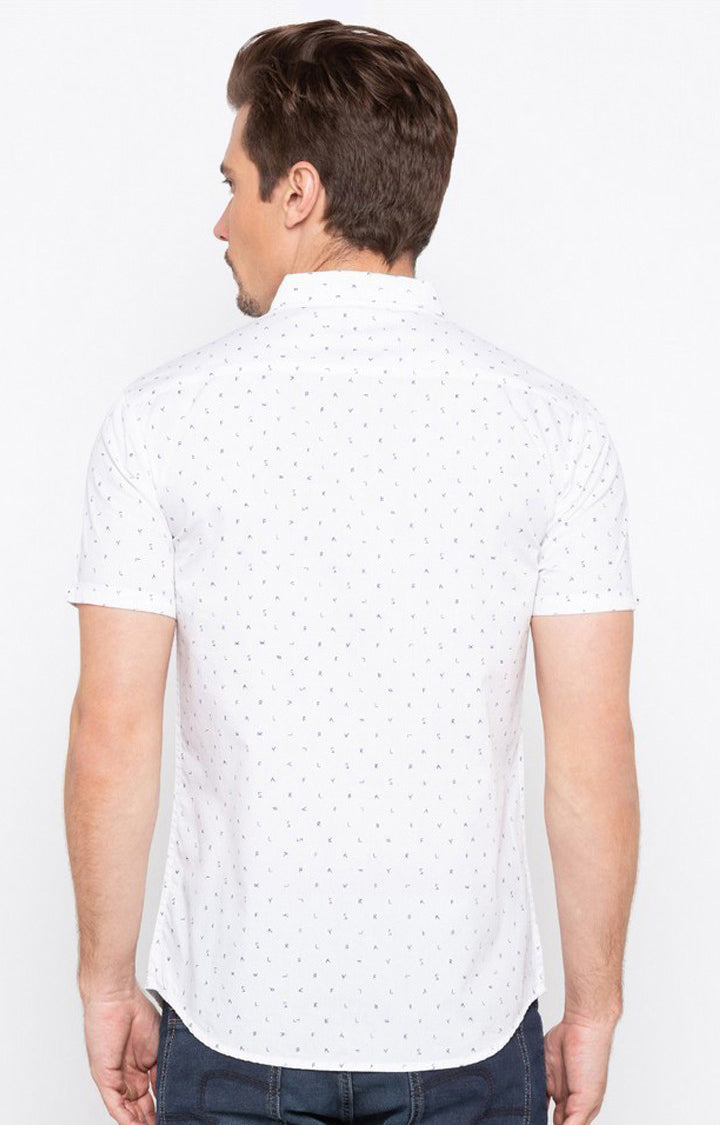 Spykar Men'S White Cotton Printed Casual Shirts