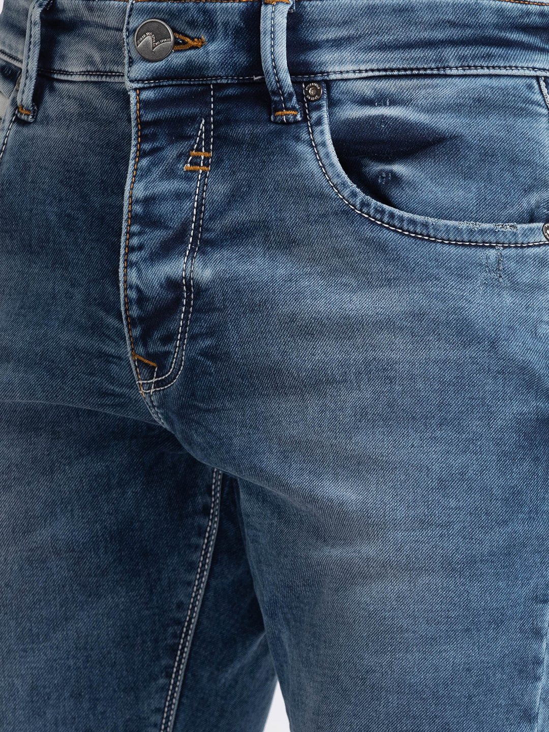 Spykar Light Blue Cotton Comfort Fit Narrow Length Jeans For Men (Trooper)