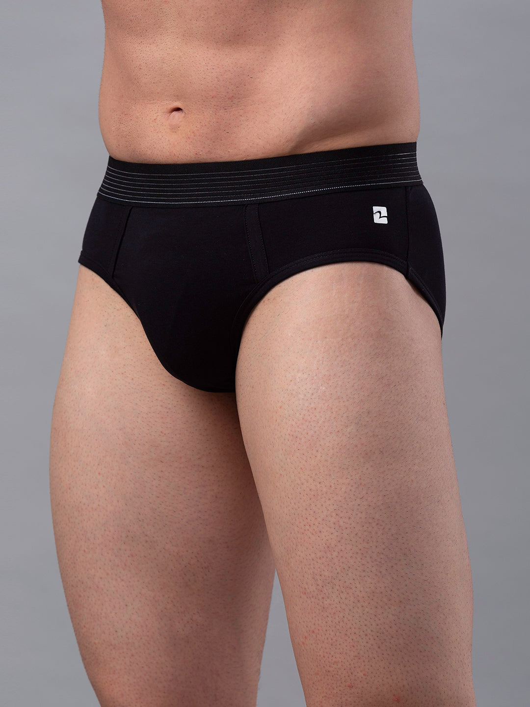 Men Premium Cotton Blend Black Brief (Pack Of 2)- Underjeans By Spykar