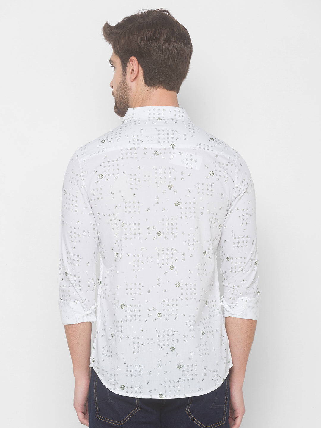 Spykar Slim Fit Men White Cotton Shirts (Uniqlo)