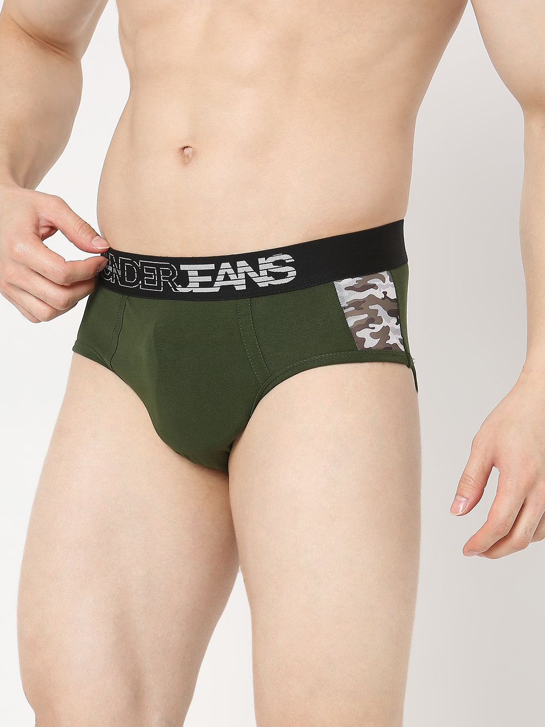 Underjeans by Spykar Men Premium Pack of 2 Grey - Olive Brief