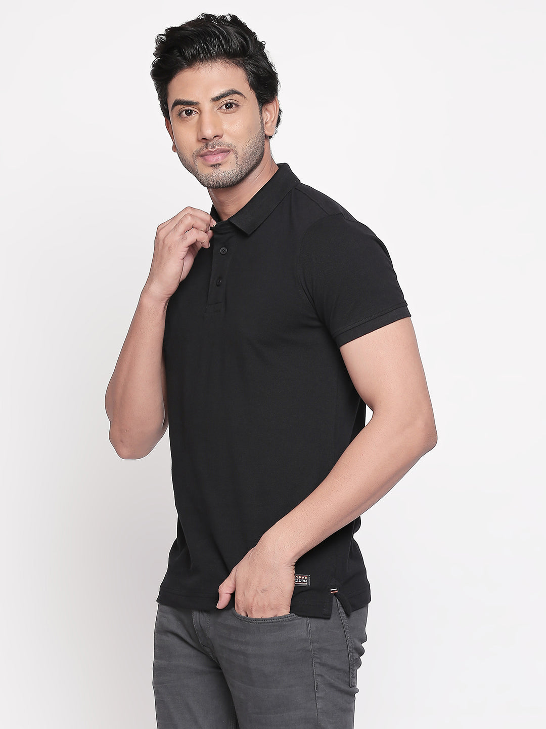 Spykar Men Black Cotton T-Shirt