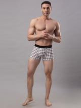 Men Premium White-Check Cotton Blend Trunk- Underjeans By Spykar