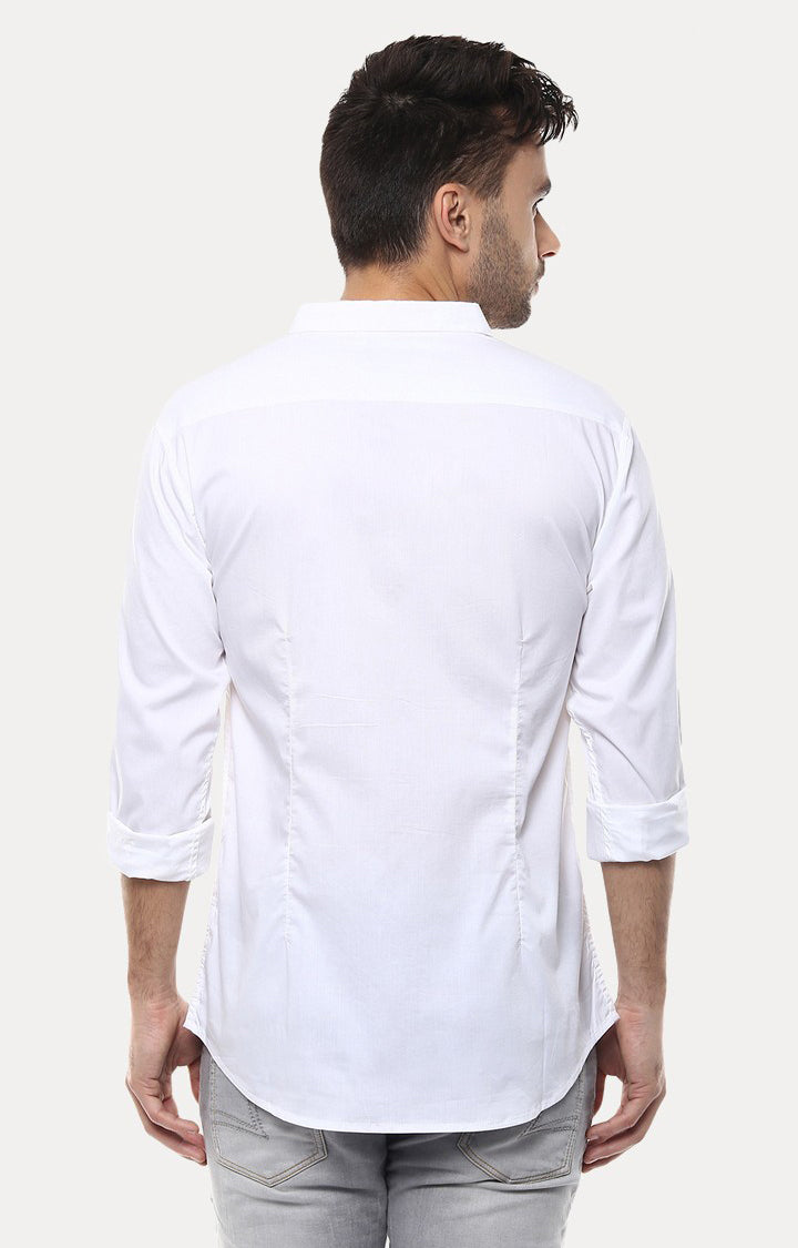 Spykar Men'S White Cotton Solid Casual Shirts