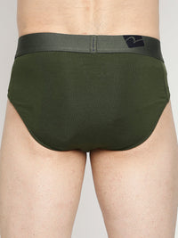 Underjeans By Spykar Men Premium Cotton Blend Olive Brief