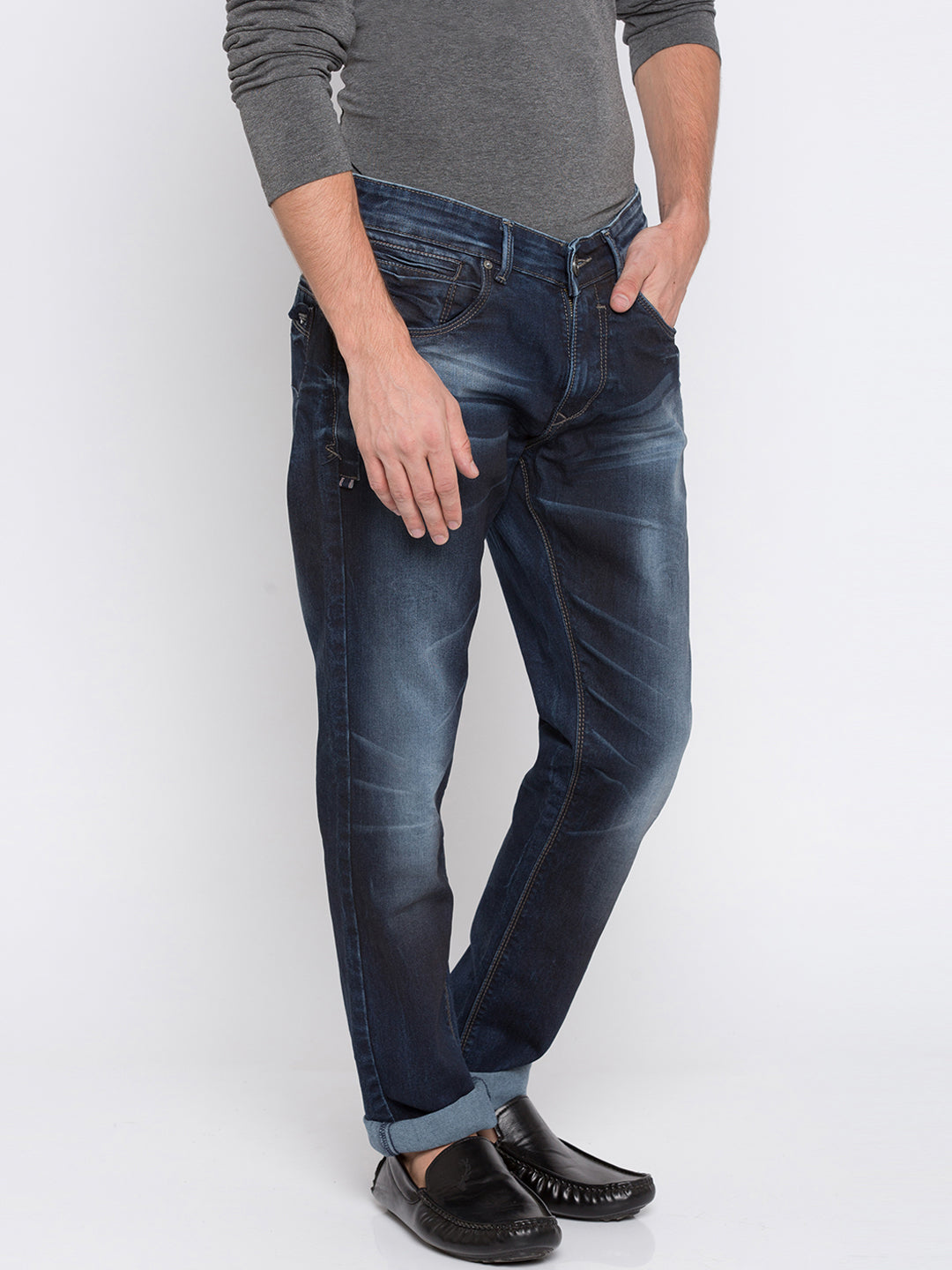 Spykar Men Blue Solid Skinny Fit Jeans