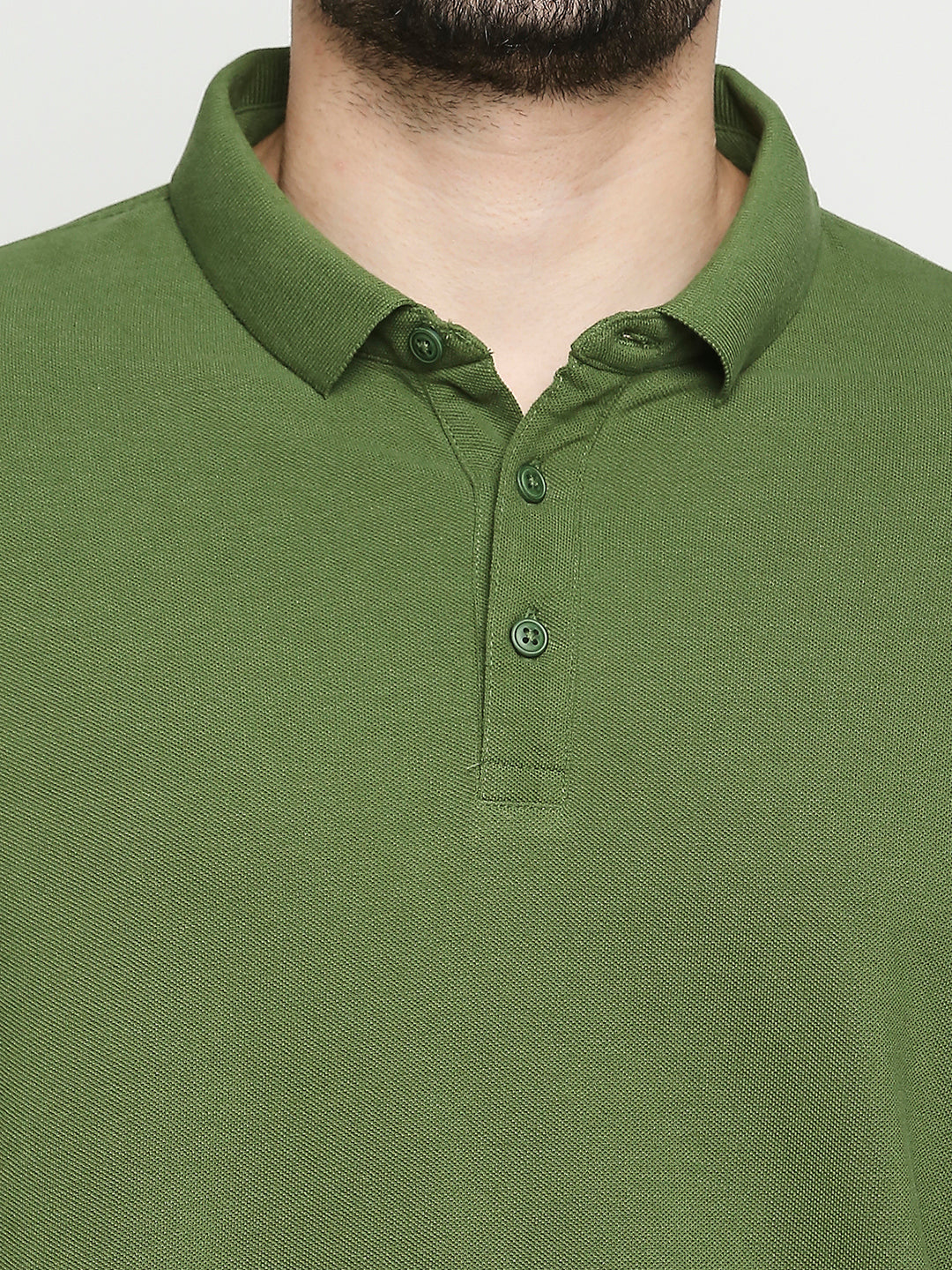 Spykar Cactus Green Cotton Half Sleeve Plain Polo Casual T-Shirts For Men