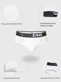 Underjeans By Spykar Men Premium White Brief Pack Of 2
