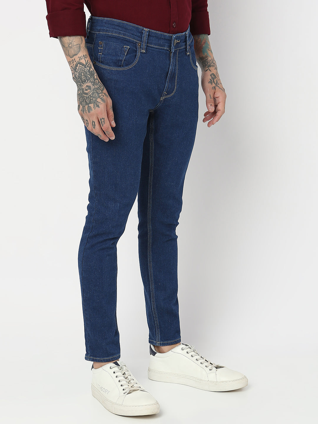 Spykar Men Raw Blue Cotton Slim Fit Tapered Length Jeans (Kano)