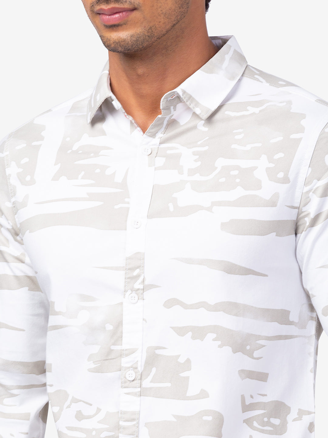 Spykar Men Stone Cotton Slim Fit Printed Shirts