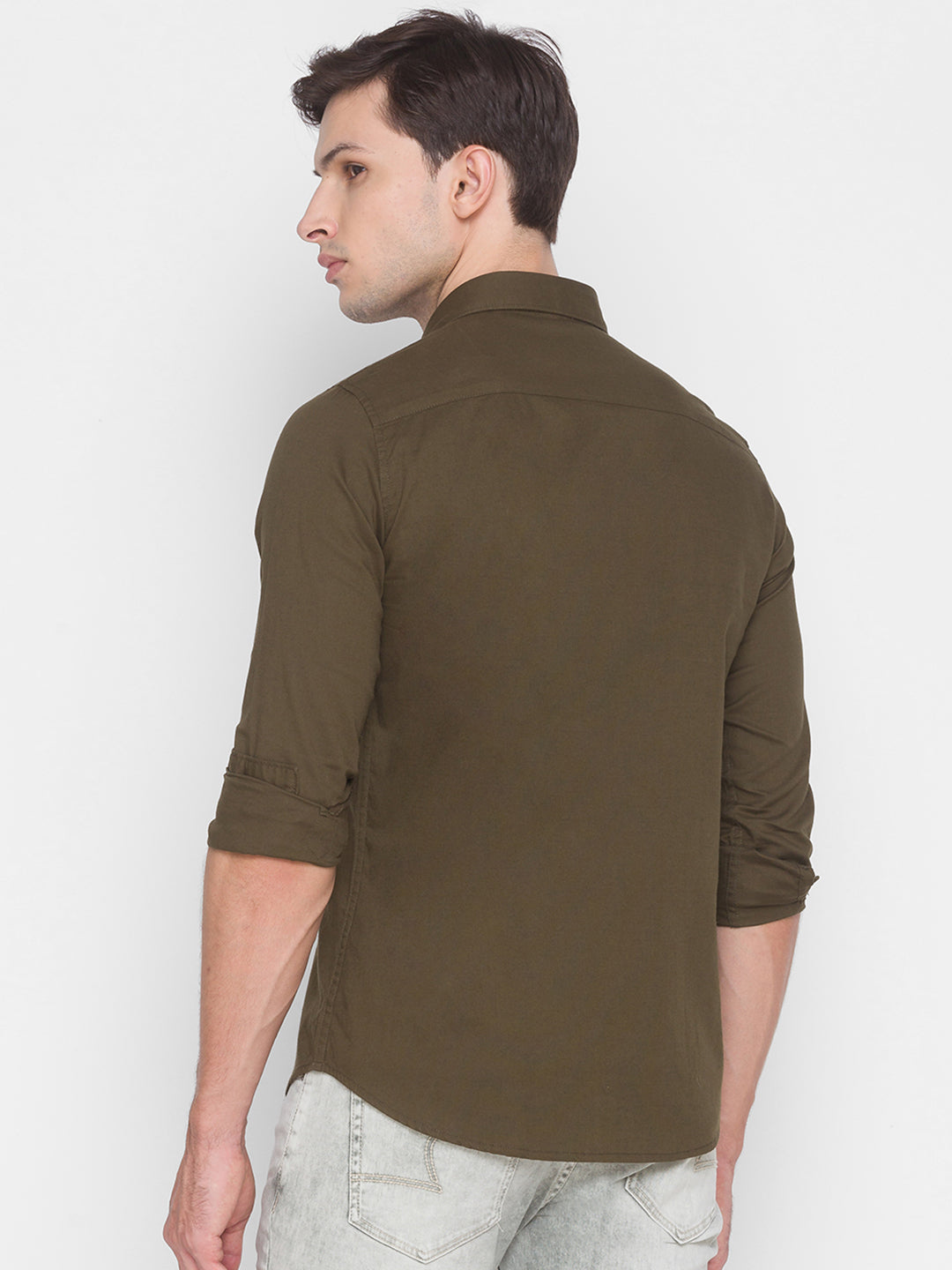 Spykar Green Cotton Men Shirt