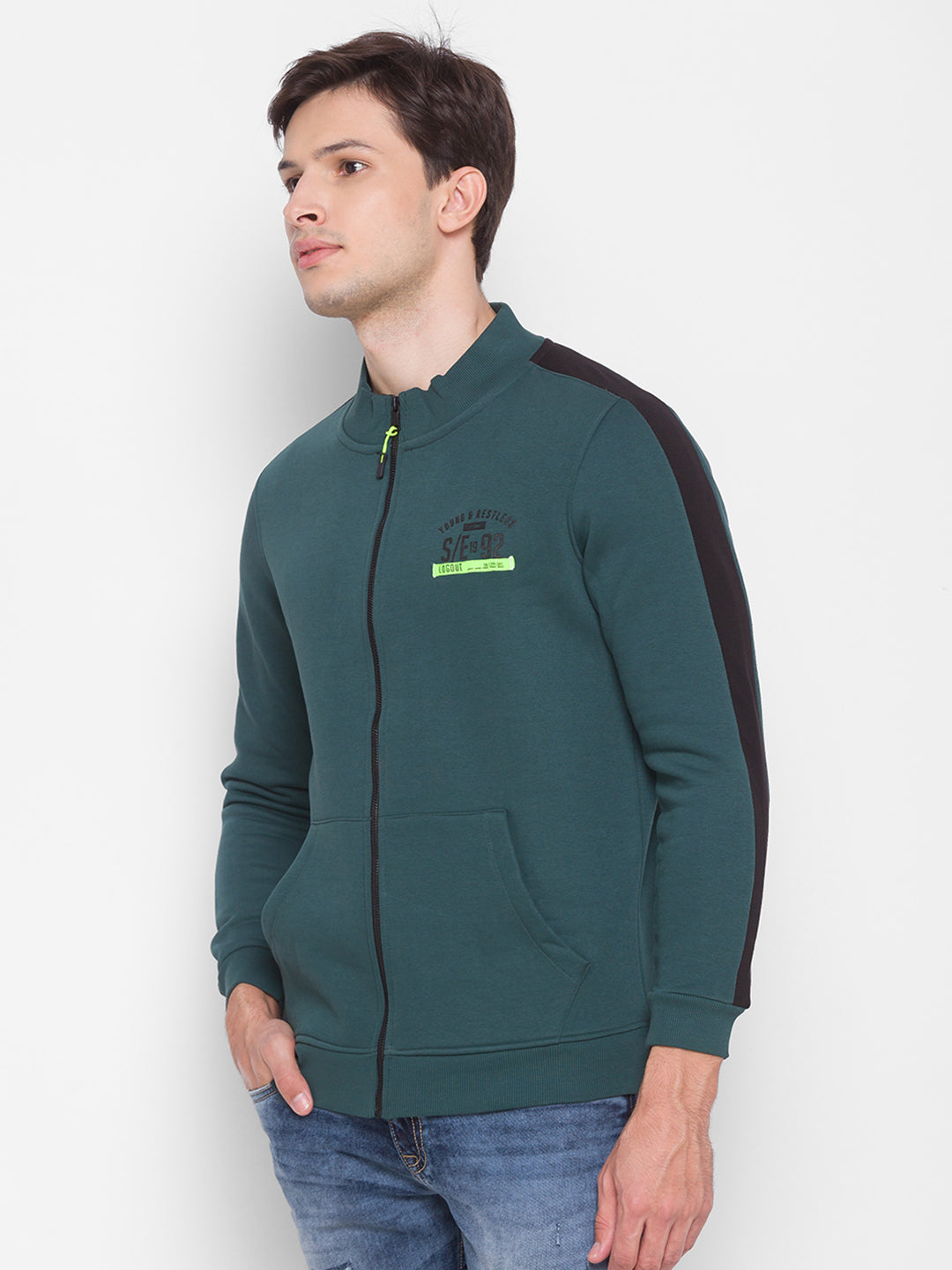 Spykar Green Cotton Sweatshirt For Men