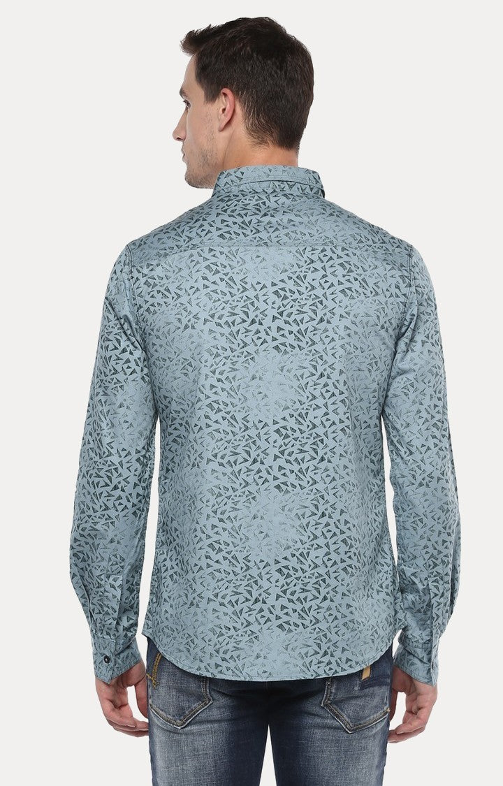 Spykar Men'S Grey Cotton Printed Casual Shirts