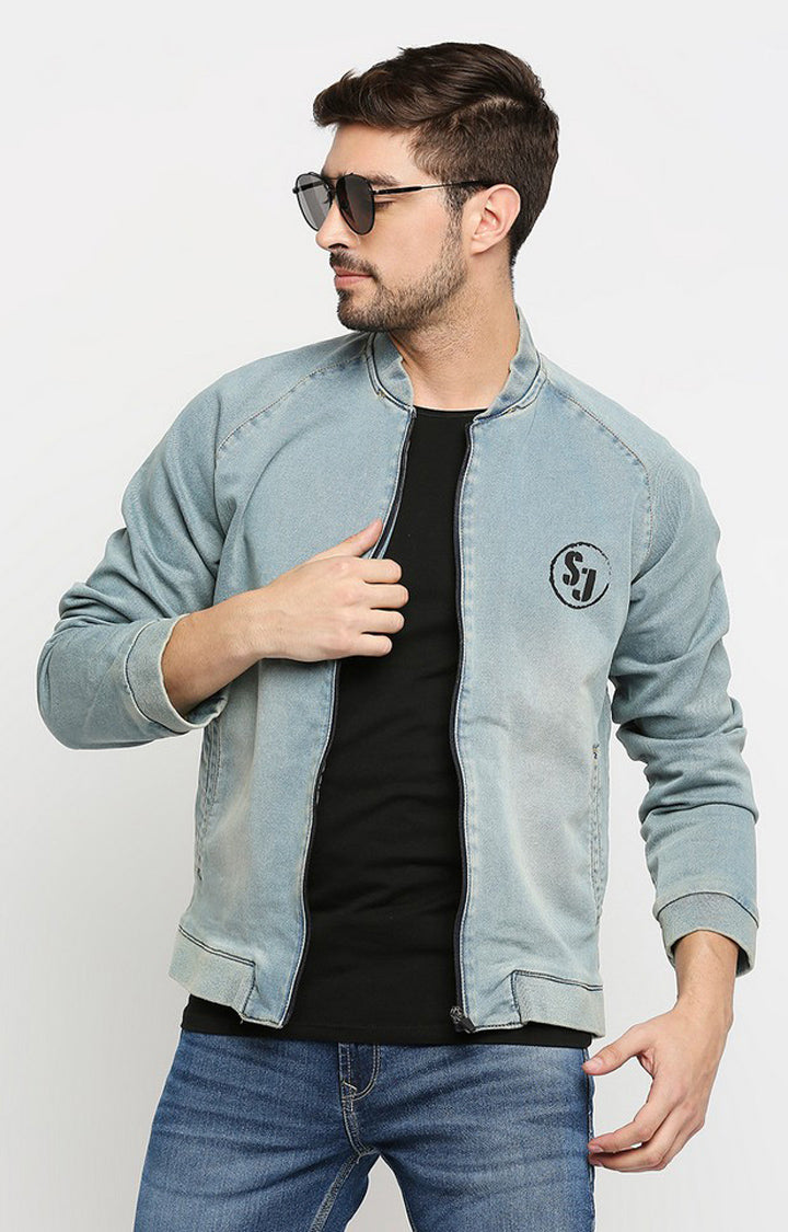 Spykar Men Blue Cotton Slim Fit Denim Jacket