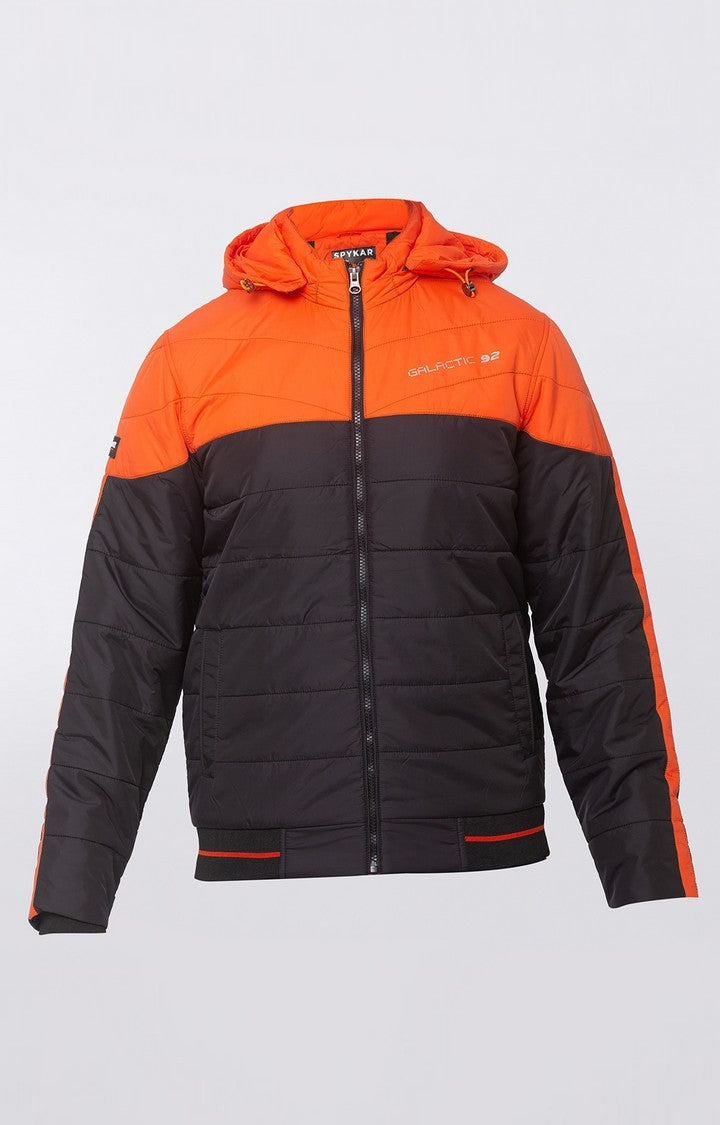 Spykar Men Orange Nylon Straight Fit Jacket