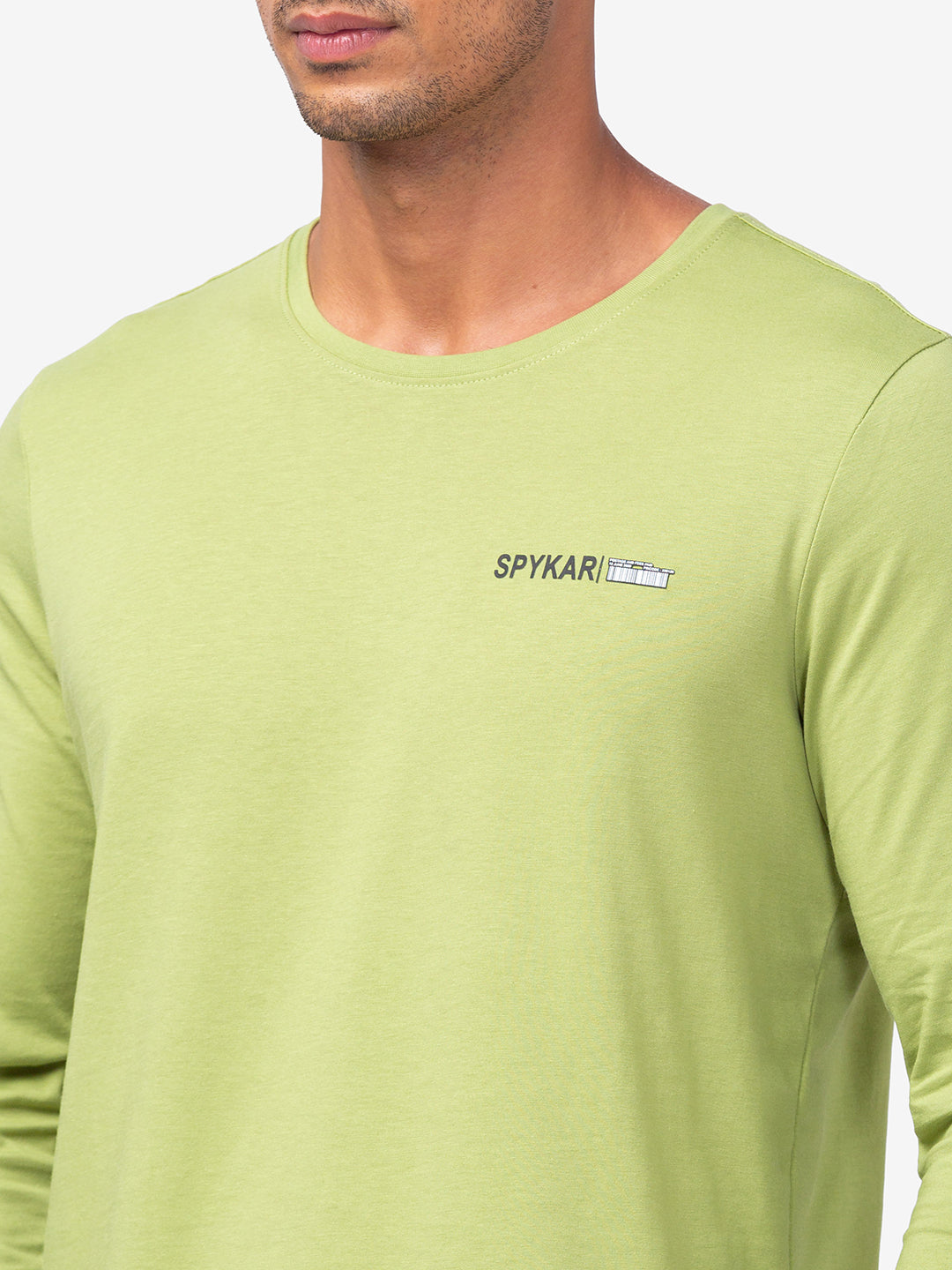 Spykar Men Dusty Green Cotton Slim Fit Round Neck Plain T-Shirt