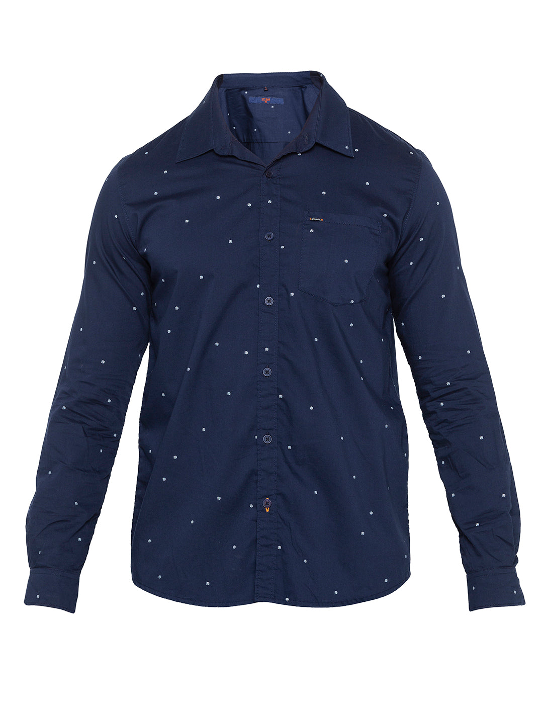 Spykar Slim Fit Men Navy Printed Casual Shirt