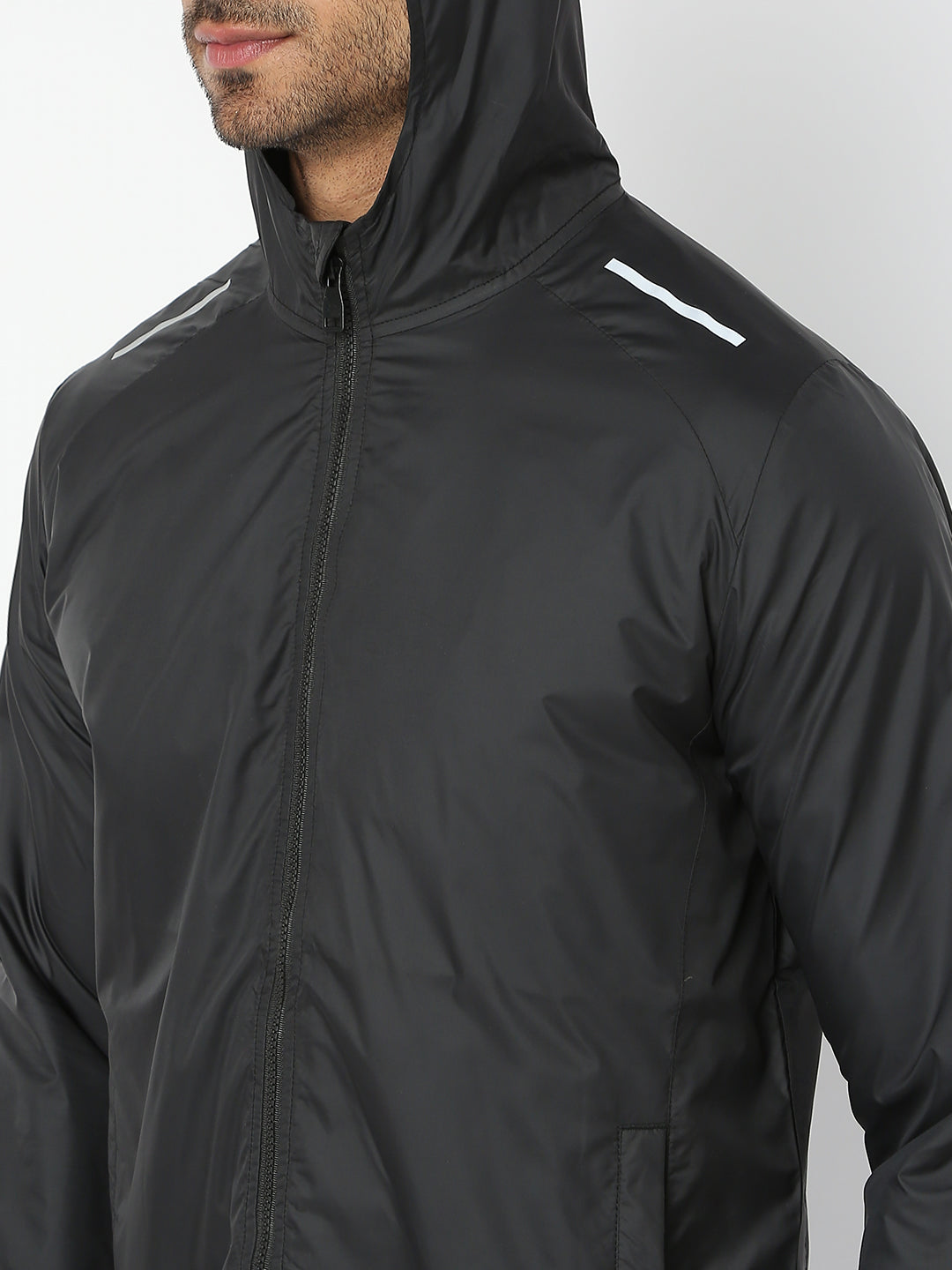 Spykar Men Black Nylon Regular Fit Jacket