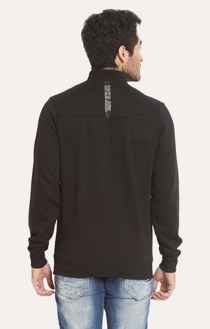 Spykar Black Solid Slim Fit Sweatshirt