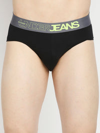 Men Premium Dull Purple & Black Cotton Blend Brief - Pack Of 2- Underjeans By Spykar